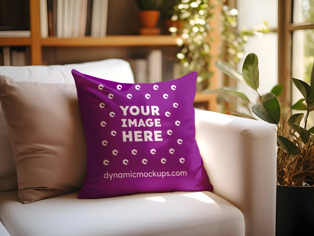 Purple Square Pillow Cover Mockup Template