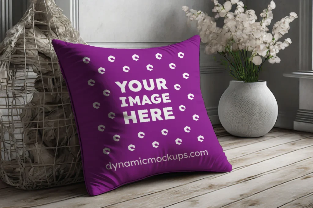 Purple Square Pillow Cover Mockup Template