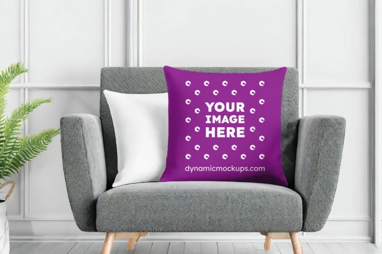 Purple Square Pillow Cover Mockup Template