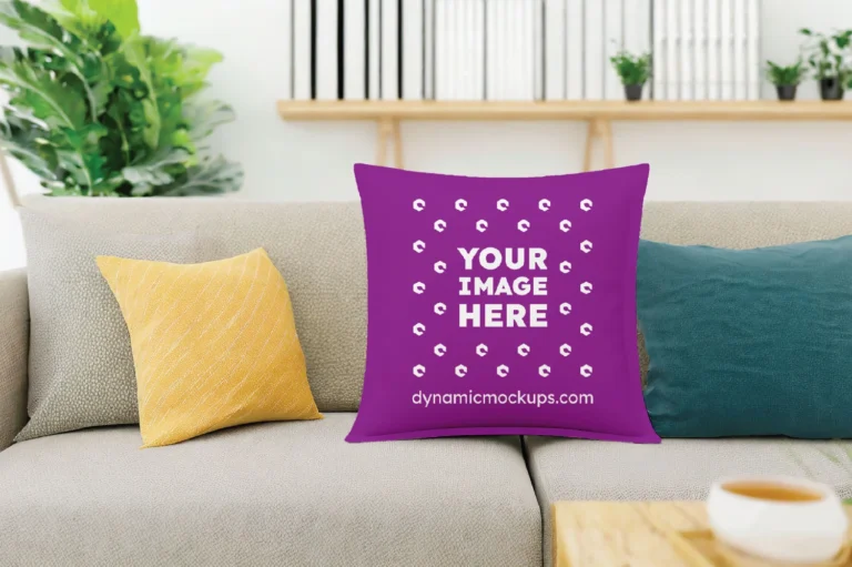 Purple Square Pillow Cover Mockup Template