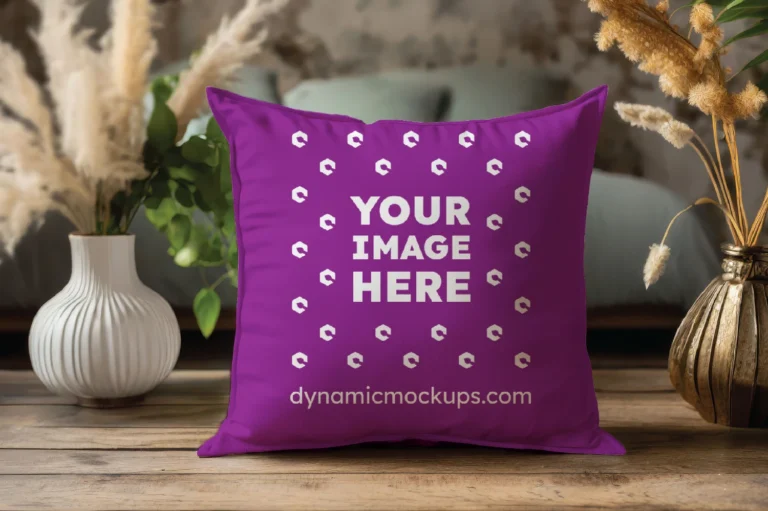 Purple Square Pillow Cover Mockup Template