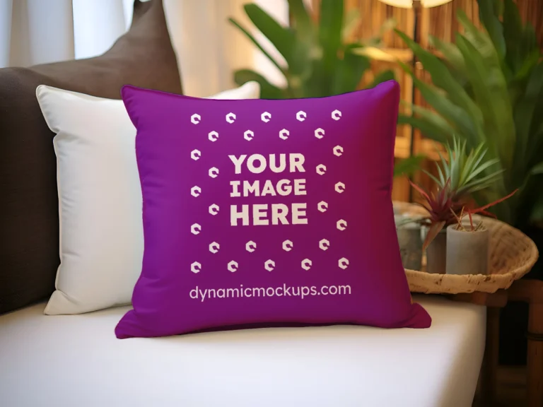 Purple Square Pillow Cover Mockup Template