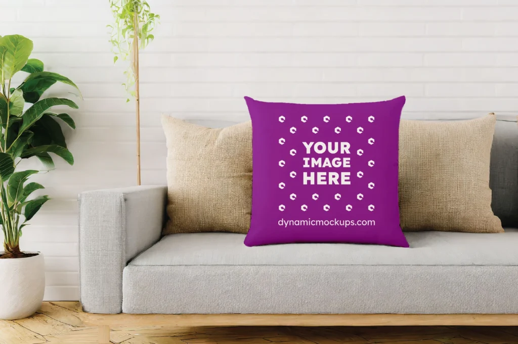 Purple Square Pillow Cover Mockup Template