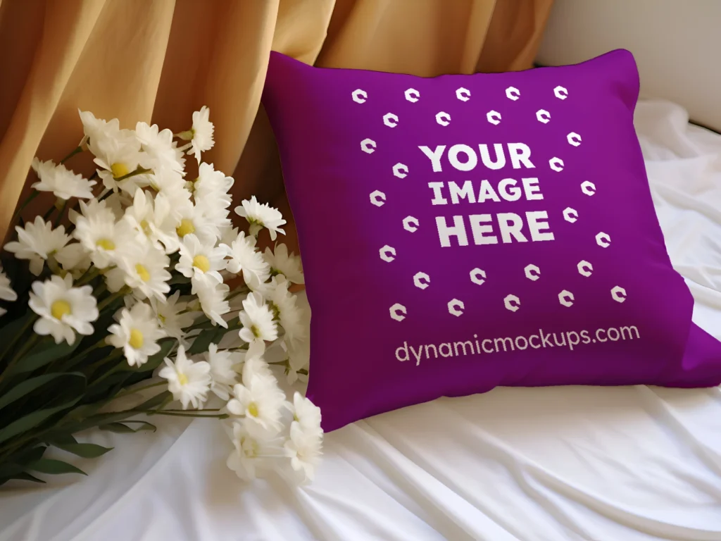 Purple Square Pillow Cover Mockup Template