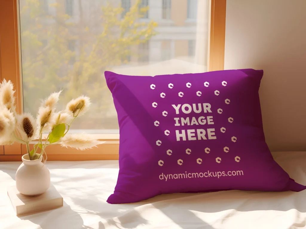 Purple Square Pillow Cover Mockup Template