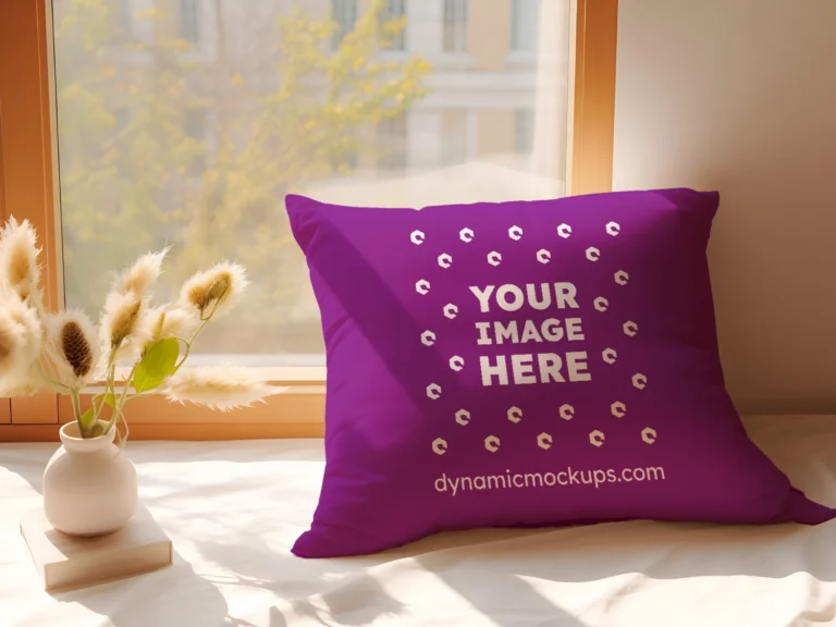 Purple Square Pillow Cover Mockup Template