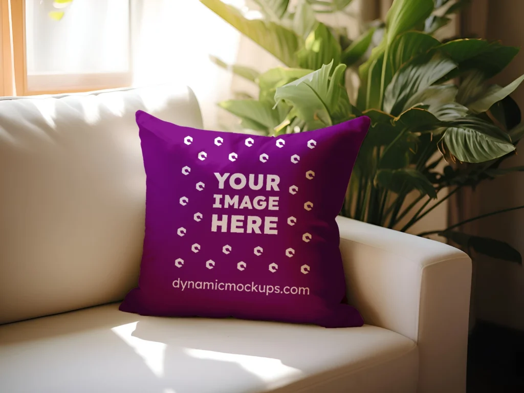 Purple Square Pillow Cover Mockup Template