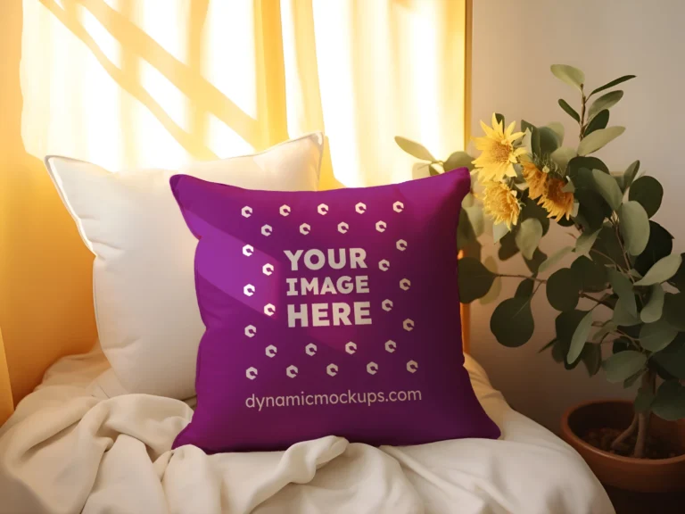 Purple Square Pillow Cover Mockup Template