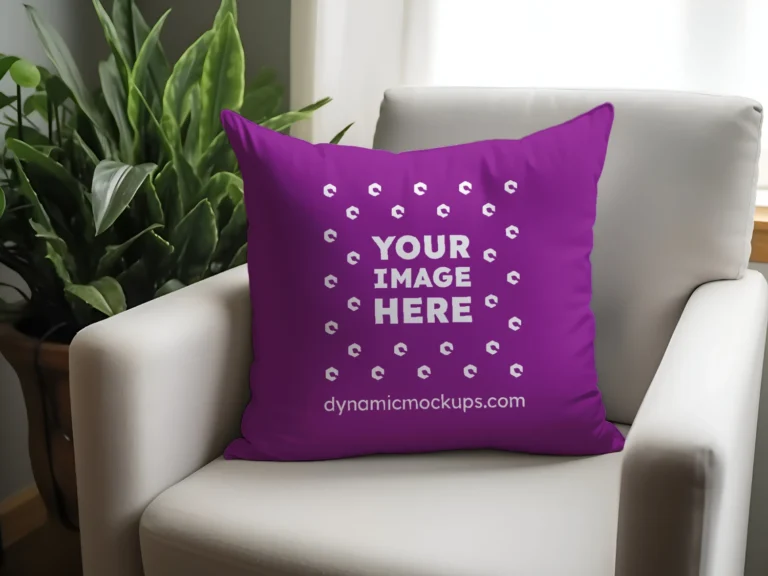 Purple Square Pillow Cover Mockup Template