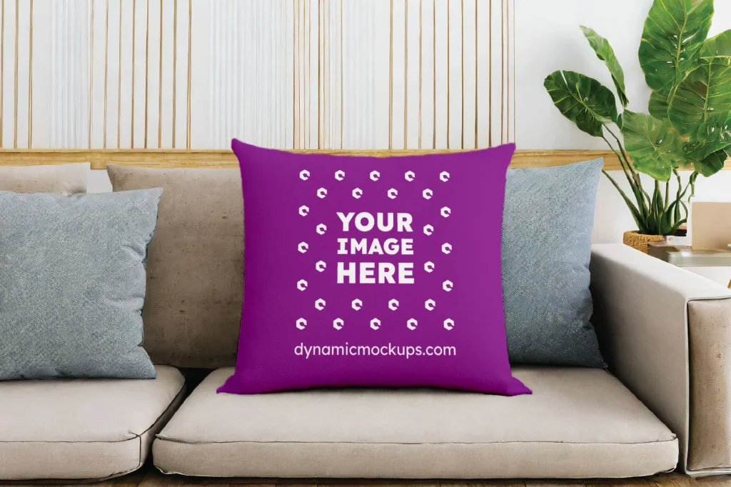 Purple Square Pillow Cover Mockup Template