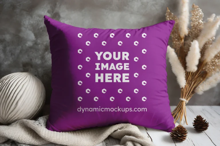 Purple Square Pillow Cover Mockup Template