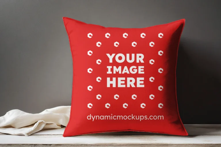 Red Square Pillow Cover Mockup Template