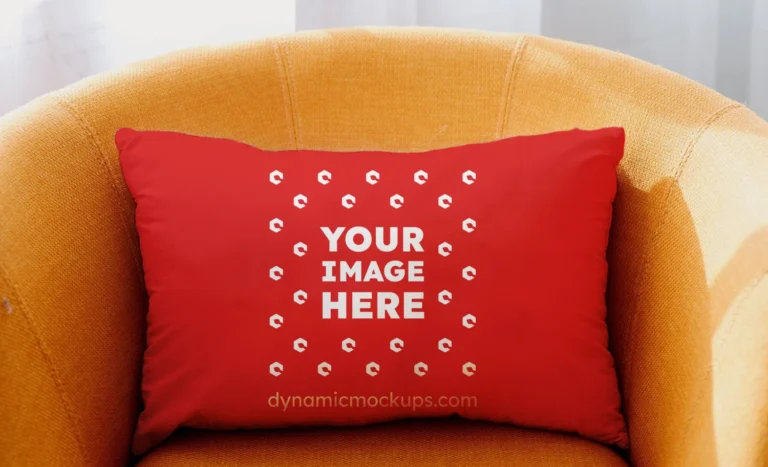 Red Square Pillow Cover Mockup Template