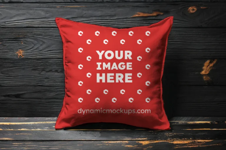 Red Square Pillow Cover Mockup Template