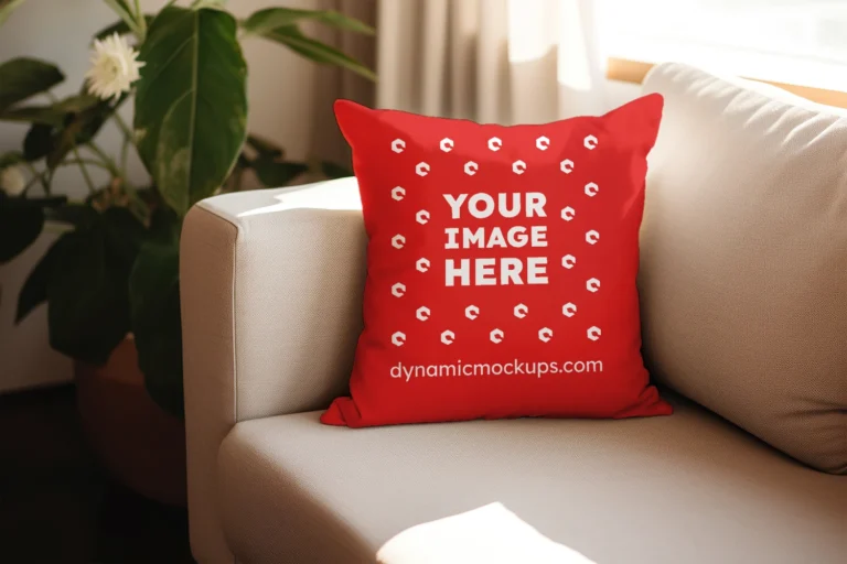 Red Square Pillow Cover Mockup Template