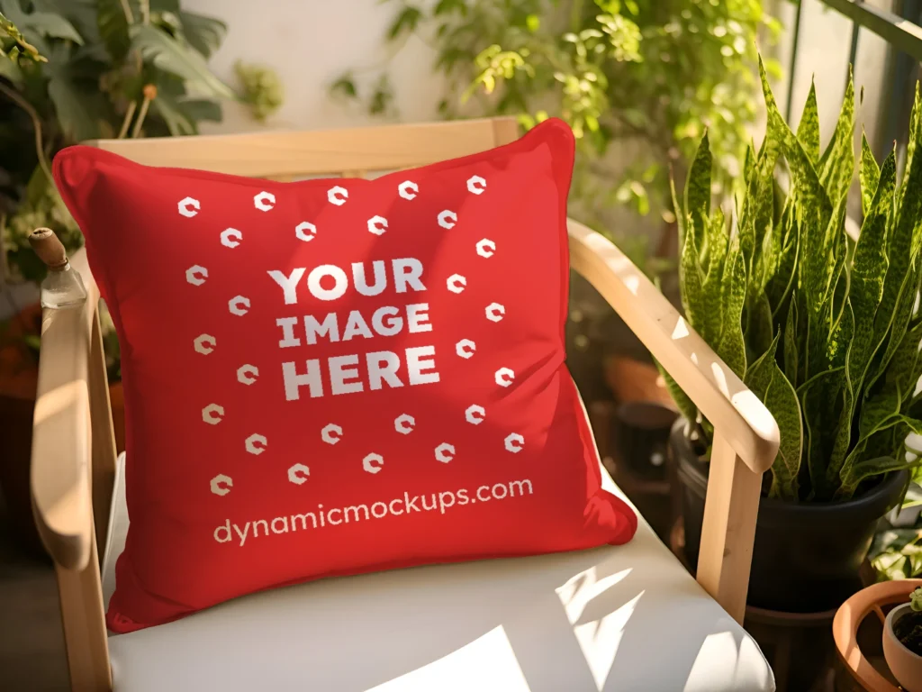 Red Square Pillow Cover Mockup Template