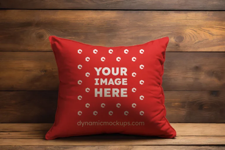 Red Square Pillow Cover Mockup Template