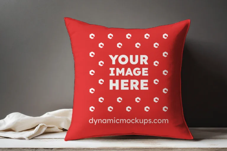 Red Square Pillow Cover Mockup Template