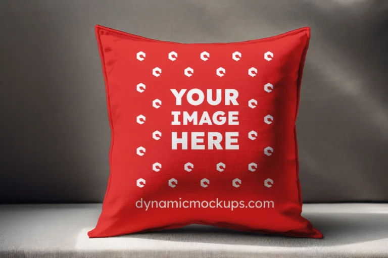 Red Square Pillow Cover Mockup Template