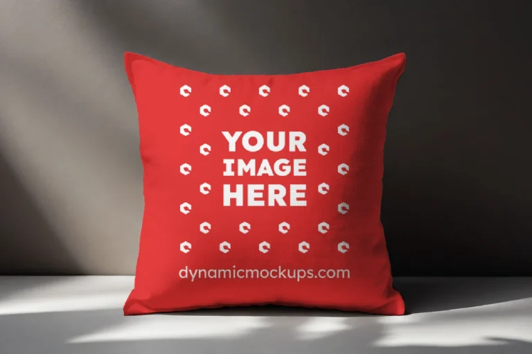 Red Square Pillow Cover Mockup Template