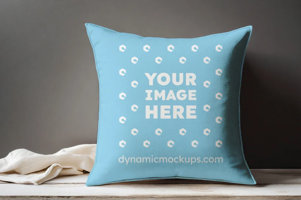 Sky Blue Square Pillow Cover Mockup Template