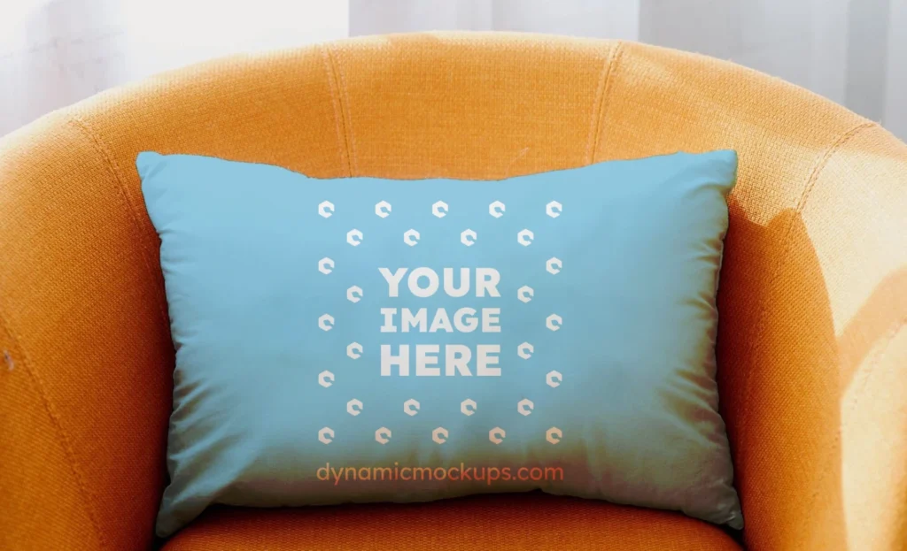 Sky Blue Square Pillow Cover Mockup Template