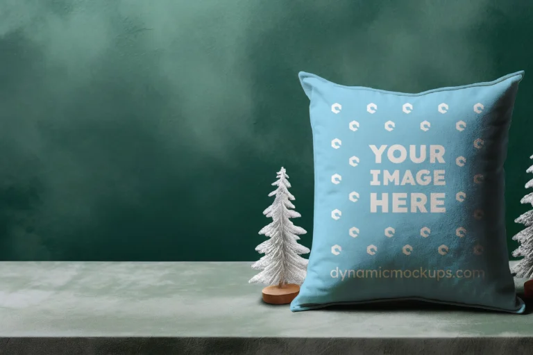 Sky Blue Square Pillow Cover Mockup Template