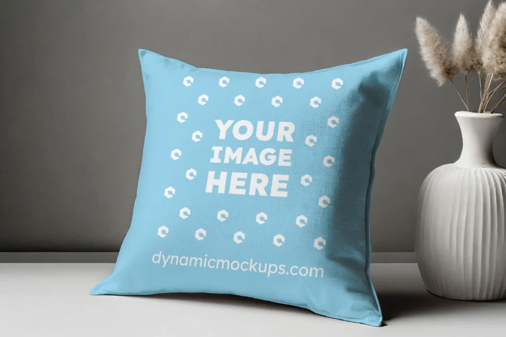 Sky Blue Square Pillow Cover Mockup Template