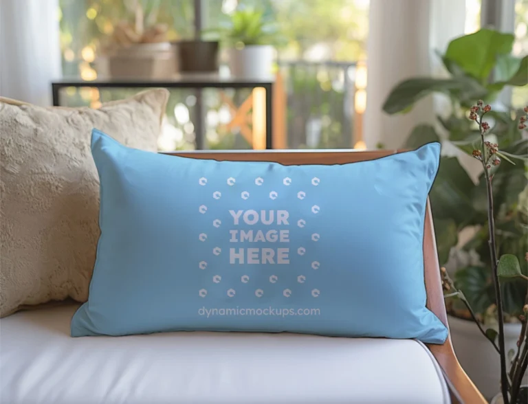 Sky Blue Square Pillow Cover Mockup Template