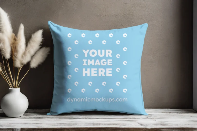 Sky Blue Square Pillow Cover Mockup Template