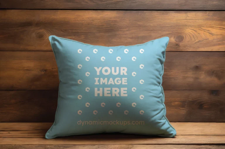 Sky Blue Square Pillow Cover Mockup Template