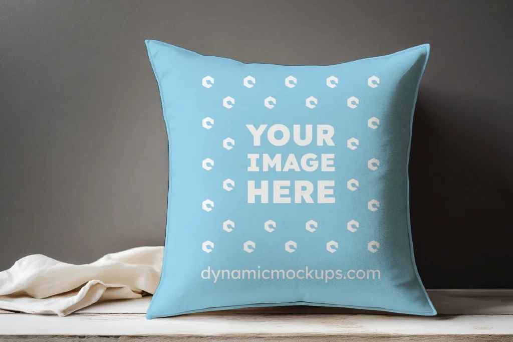 Sky Blue Square Pillow Cover Mockup Template