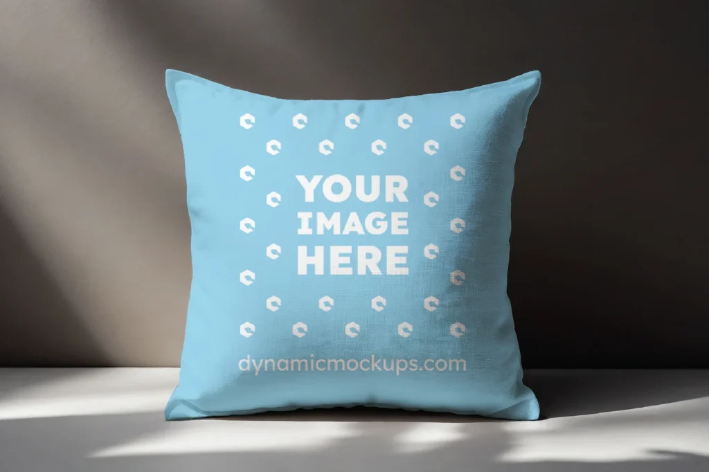 Sky Blue Square Pillow Cover Mockup Template