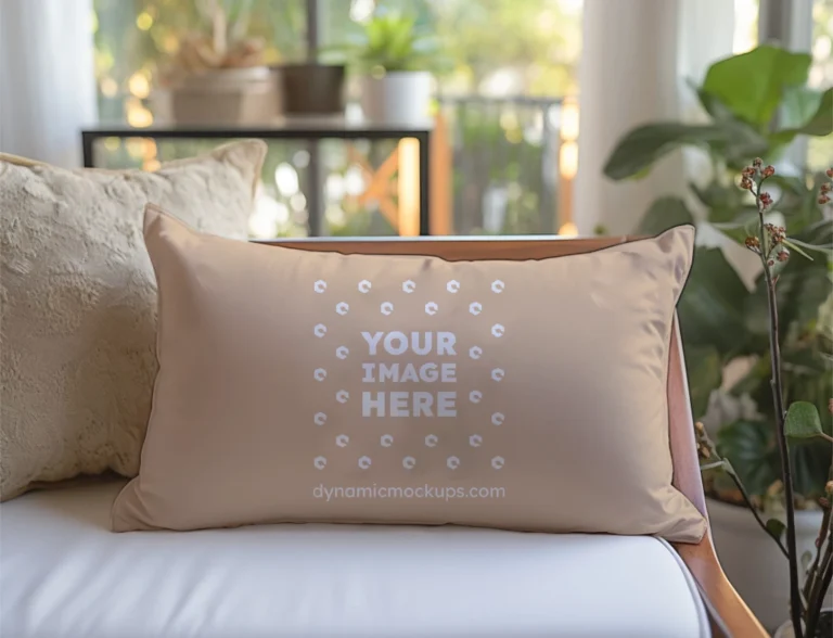 Tan Square Pillow Cover Mockup Template