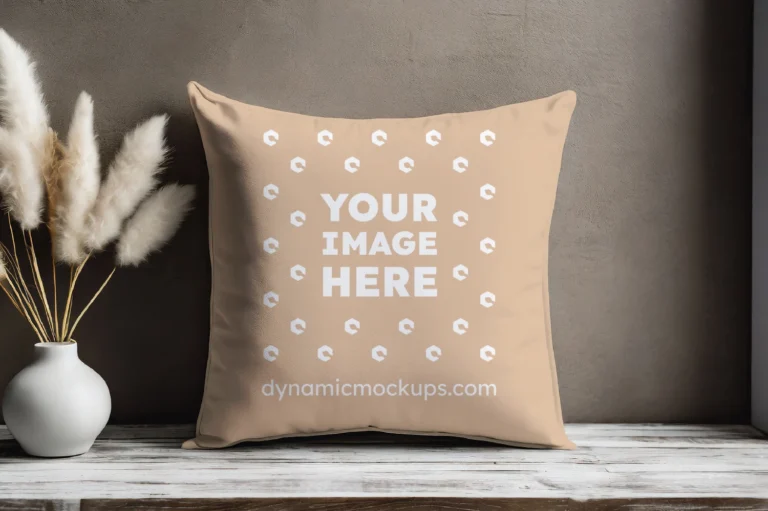 Tan Square Pillow Cover Mockup Template