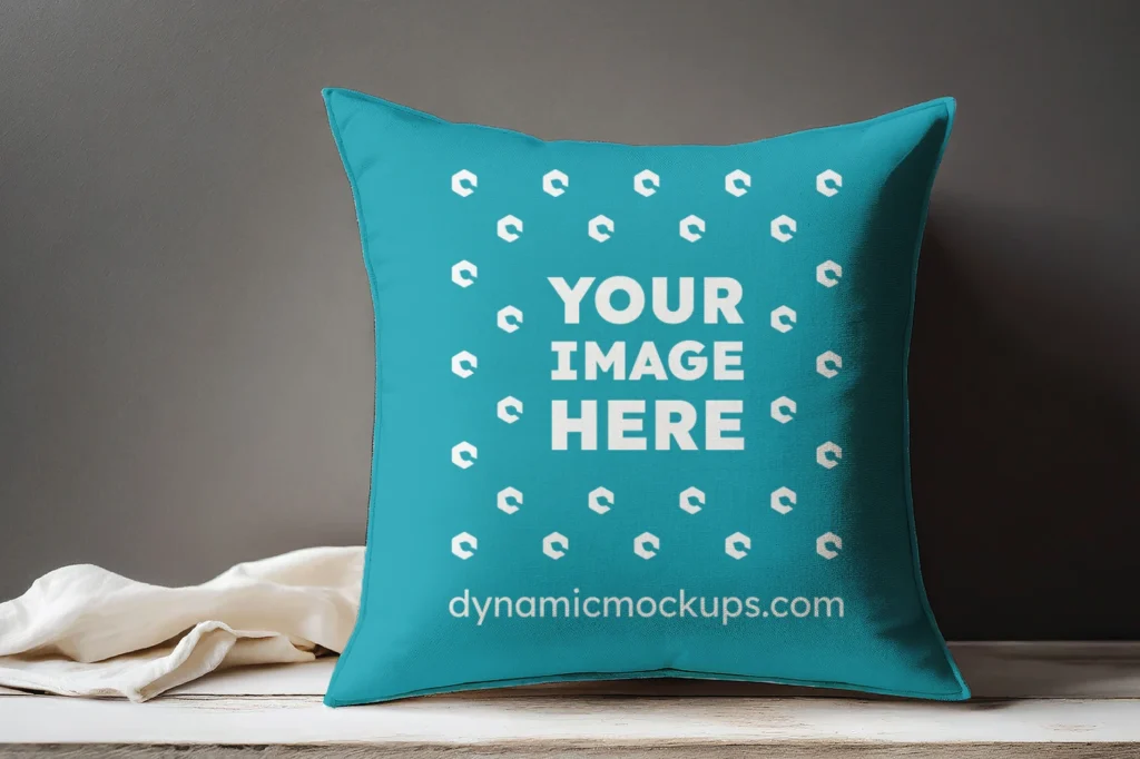 Teal Square Pillow Cover Mockup Template