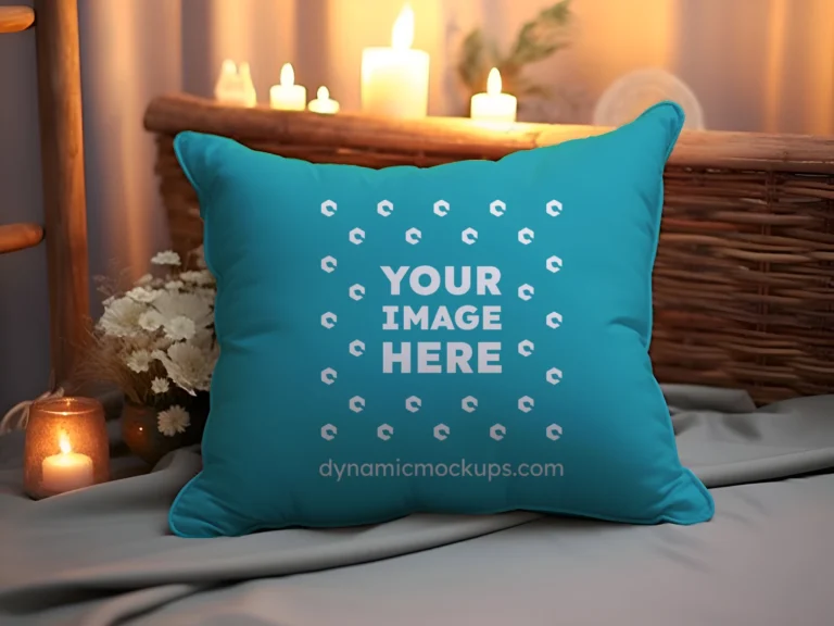 Teal Square Pillow Cover Mockup Template