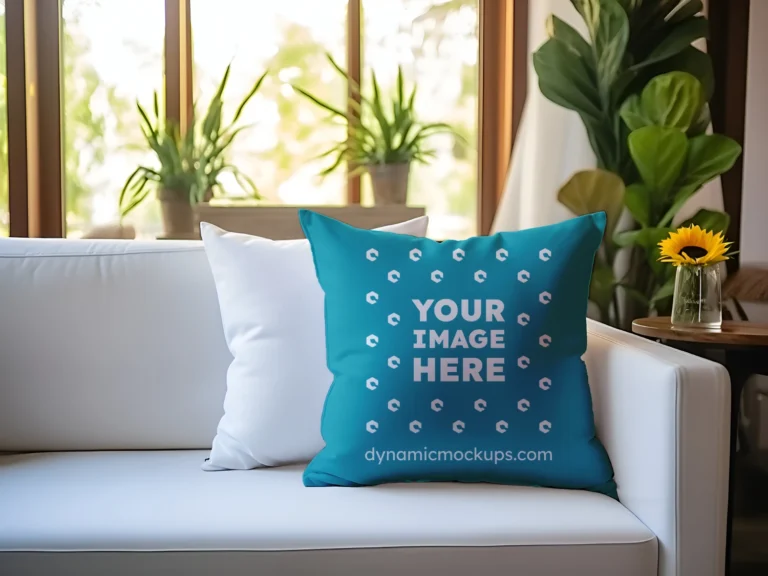 Teal Square Pillow Cover Mockup Template