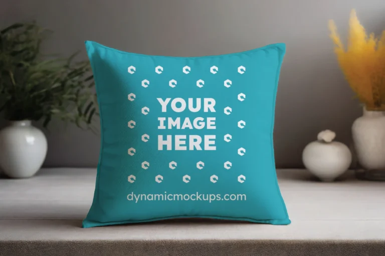 Teal Square Pillow Cover Mockup Template