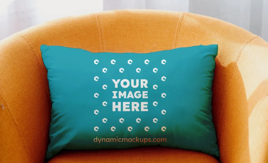 Teal Square Pillow Cover Mockup Template