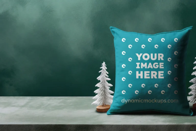 Teal Square Pillow Cover Mockup Template