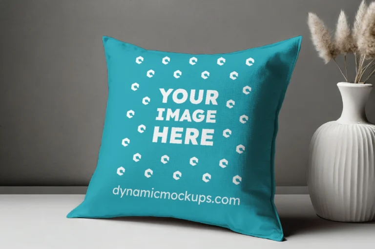 Teal Square Pillow Cover Mockup Template