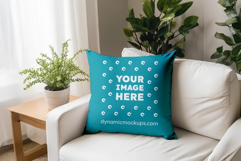 Teal Square Pillow Cover Mockup Template