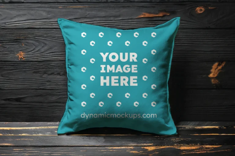 Teal Square Pillow Cover Mockup Template