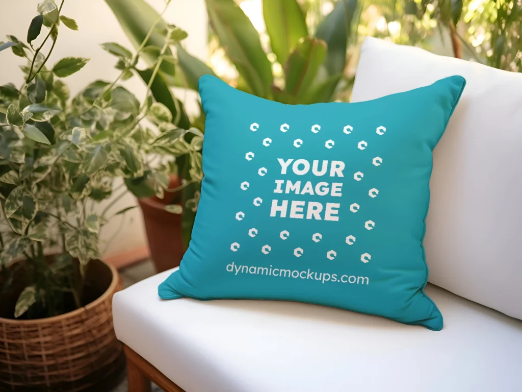 Teal Square Pillow Cover Mockup Template