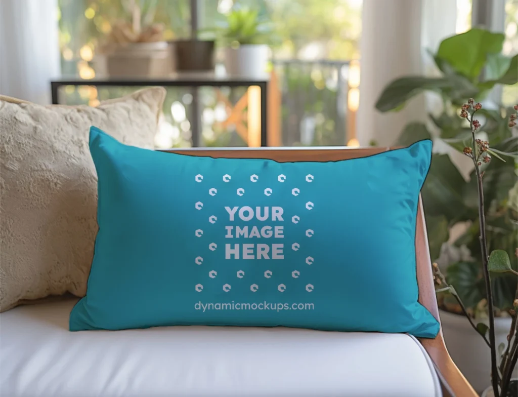 Teal Square Pillow Cover Mockup Template