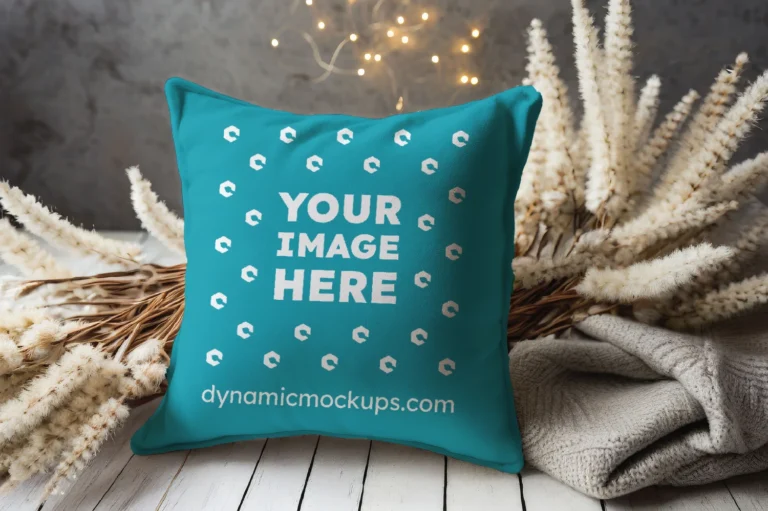 Teal Square Pillow Cover Mockup Template