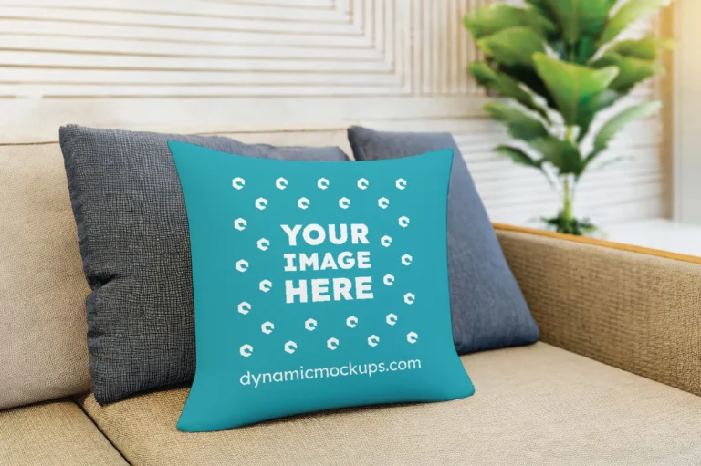 Teal Square Pillow Cover Mockup Template