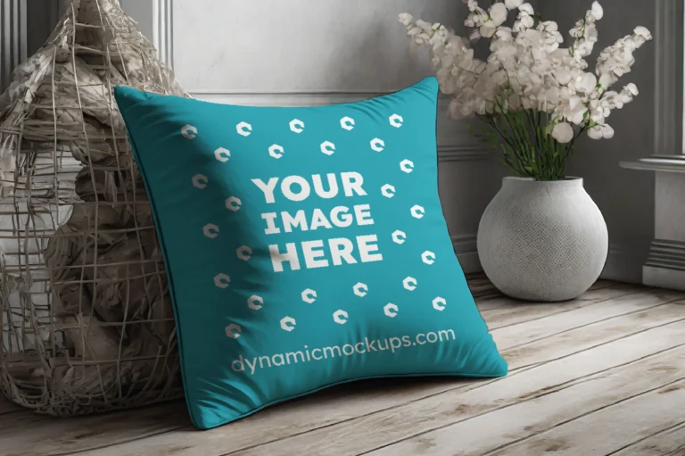 Teal Square Pillow Cover Mockup Template