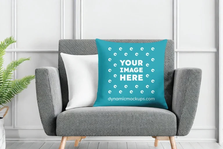 Teal Square Pillow Cover Mockup Template